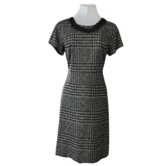 Karl Lagerfeld Gray Plaid Shift Mini Dress Women's Size 8 - Picture 1 of 8